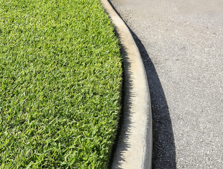 green grass curb with clean street free of grass clippings